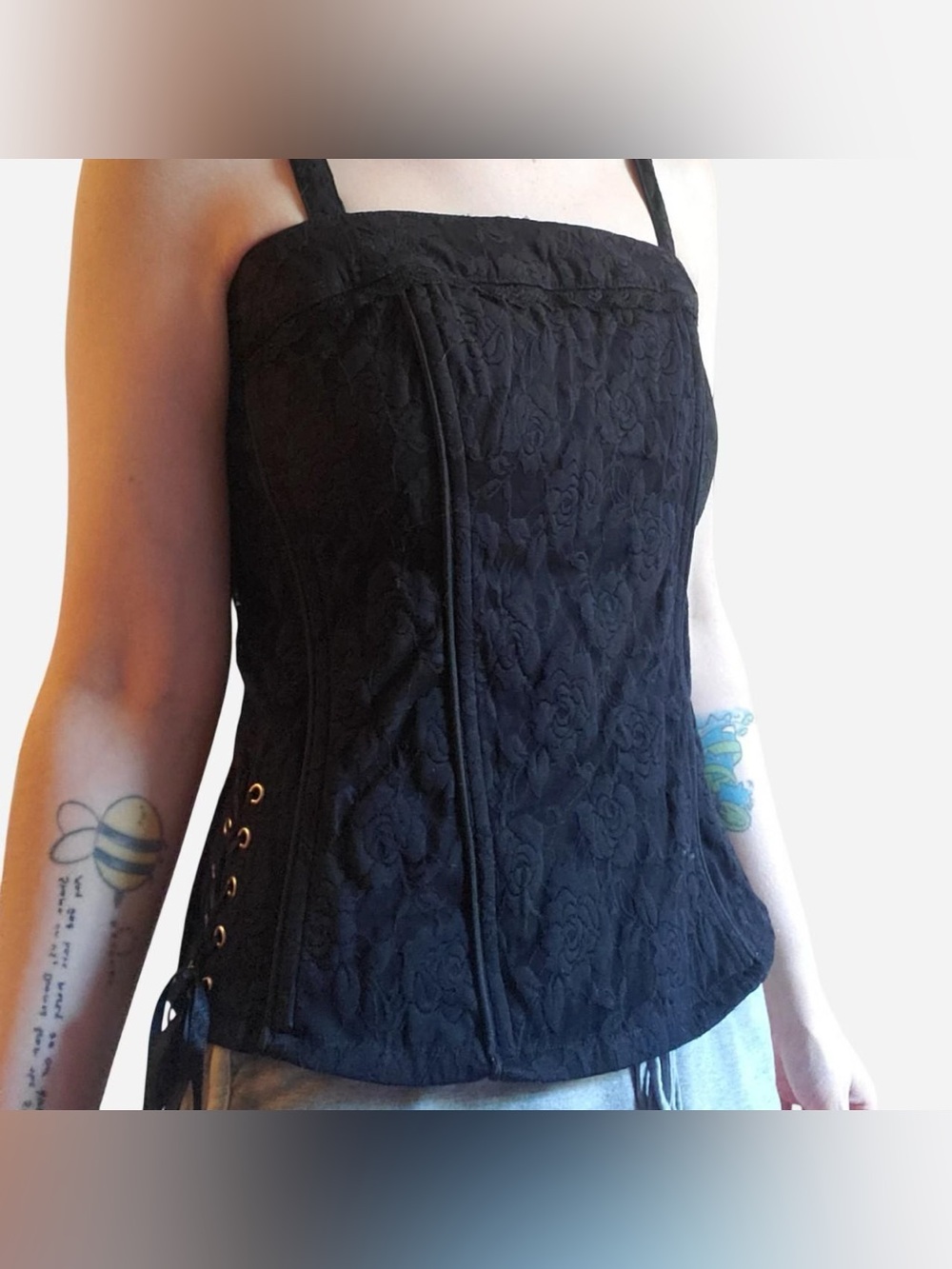 TRIPP NYC BLACK FLORAL CORSET